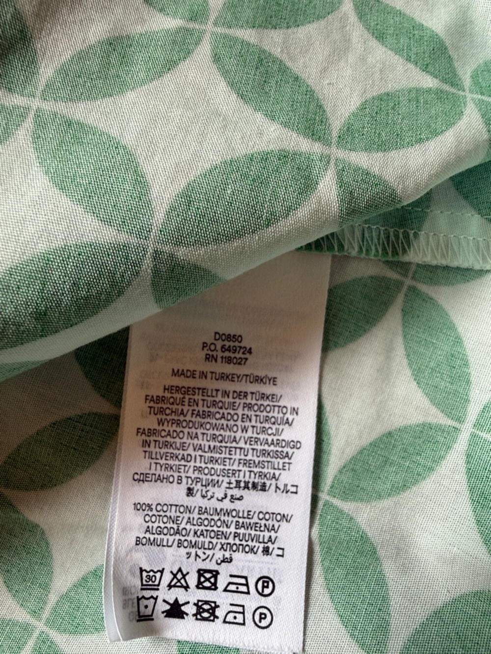 Boden Button-Front Green Diamond Print Amy Cotton Mini Dress with Pockets - Picture 6 of 6